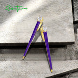 925 Silver Drop Earrings Purple CZ Enamel Jewelry