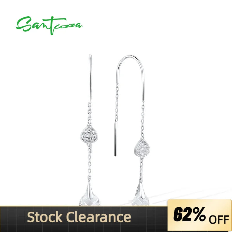 925 Silver Drop Earrings CZ Dangle brincos