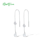 925 Silver Drop Earrings CZ Dangle brincos