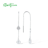 925 Silver Drop Earrings CZ Dangle brincos