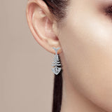 925 Sterling Silver CZ Fish Bone Drop Earrings