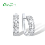 925 Silver CZ Earrings Women's Daily Wear Fine Jewelry