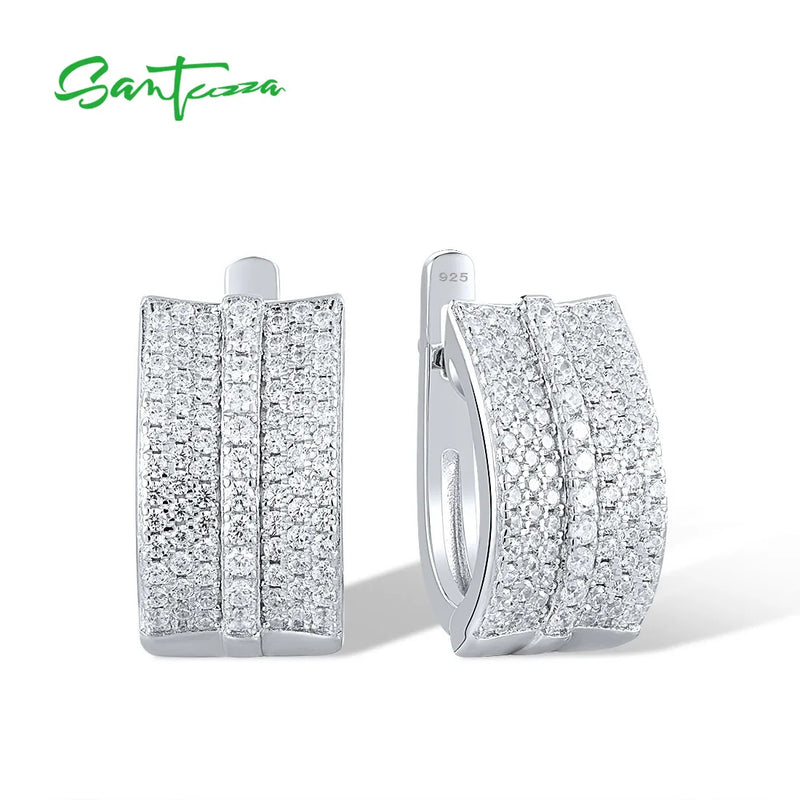925 Silver CZ Earrings Wedding Fine Jewelry