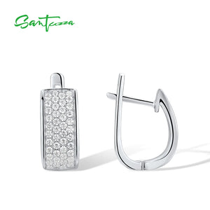925 Silver CZ Earrings Sparkling Wedding Jewelry