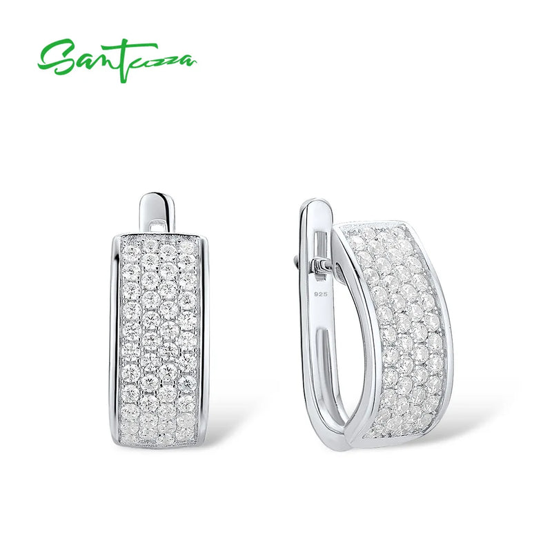 925 Silver CZ Earrings Sparkling Wedding Jewelry