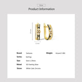 925 Silver Earrings Sparkling Zircons Yellow Plated
