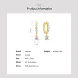 925 Silver CZ Hoop Earrings Yellow Plating Fine Jewelry