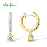 925 Silver CZ Hoop Earrings Yellow Plating Fine Jewelry