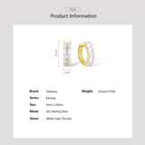 925 Silver CZ Hoop Earrings Women's Fine Jewelry