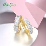 925 Silver CZ Hoop Earrings Women's Fine Jewelry