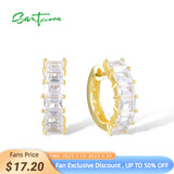 925 Silver CZ Hoop Earrings Women's Fine Jewelry