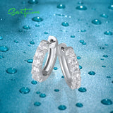 925 Silver Loop Earrings Cubic Zirconia Birthday Gift