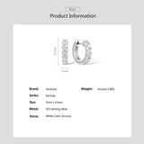 925 Silver Loop Earrings Cubic Zirconia Birthday Gift