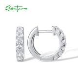 925 Silver Loop Earrings Cubic Zirconia Birthday Gift