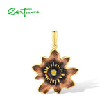 925 Silver Pendant Purple Brown Flower Jewelry
