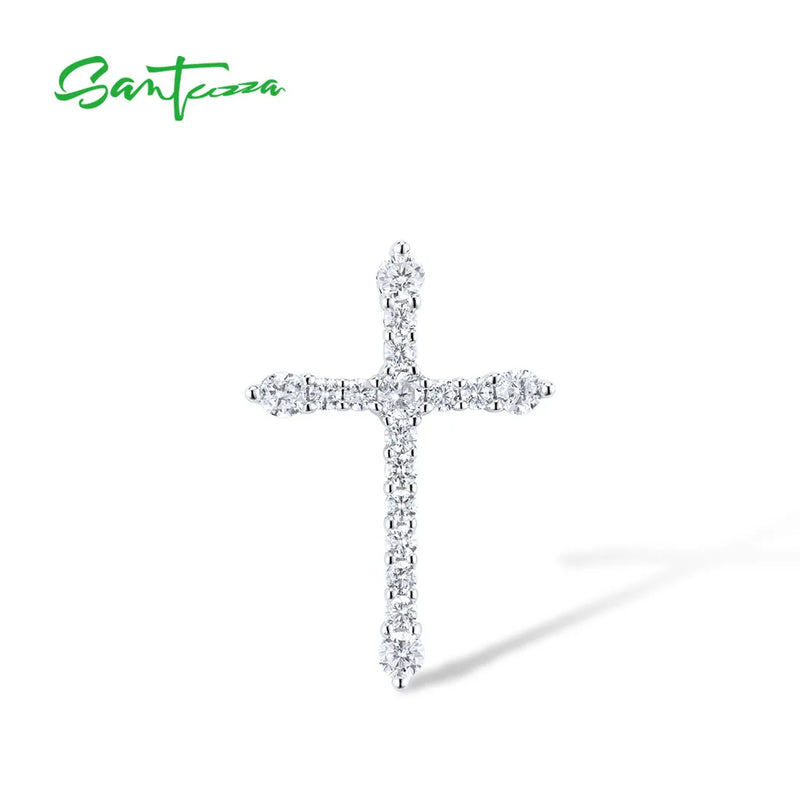 925 Silver Cross Pendant with CZ for Women