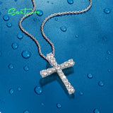 925 Silver CZ Cross Pendant for Women Fine Jewelry