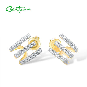 925 Silver Stud Earrings CZ Fine Jewelry