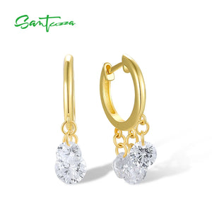 925 Silver CZ Hoop Earrings Plated Jewelry