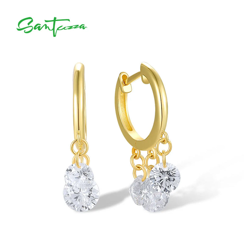 925 Silver CZ Hoop Earrings Plated Jewelry