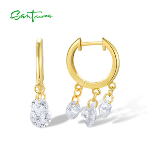 925 Silver CZ Hoop Earrings Plated Jewelry