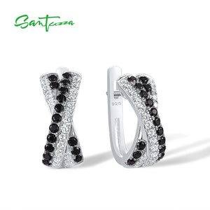925 Silver Brown Spinel CZ Cross Earrings for Women