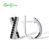 925 Silver Brown Spinel CZ Cross Earrings for Women