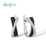 925 Silver Earrings Women Brown Spinel CZ Cross Daily Wear Fine Jewelry