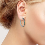 925 Silver Earrings Round Gradient Stones Hoop Classic Jewelry