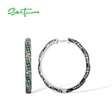 925 Silver Earrings Round Gradient Stones Hoop Classic Jewelry