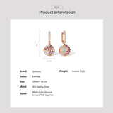 925 Silver Pink Sapphire CZ Ball Dangle Earrings