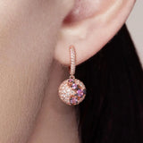 925 Silver Pink Sapphire CZ Ball Dangle Earrings
