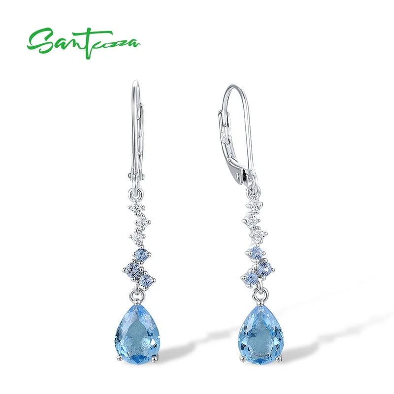 925 Silver Earrings Glass CZ Dangle Jewelry