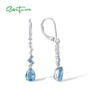 925 Silver Earrings Glass CZ Dangle Jewelry