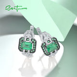 925 Silver Earrings Sparkling Green Spinel CZ Fine Jewelry