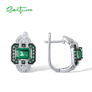 925 Silver Earrings Sparkling Green Spinel CZ Fine Jewelry