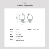925 Silver Earrings CZ Green Spinel Orchid Flower