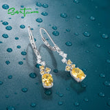 925 Silver Earrings Yellow CZ Dangling Fine Jewelry