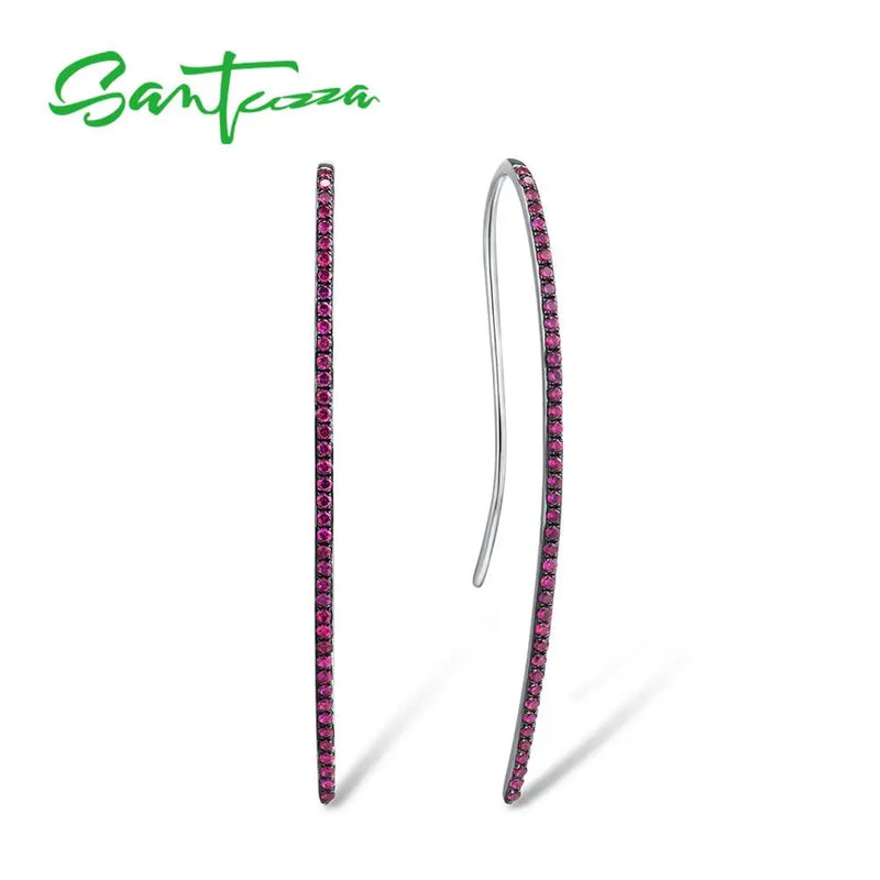 925 Silver Lab Ruby Hook Earrings Fine Jewelry
