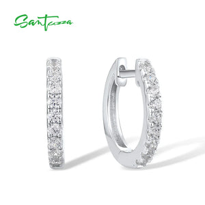925 Silver Hoop Earrings CZ Spinel Wedding Jewelry