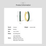 925 Silver Hoop Earrings CZ Spinel Wedding Jewelry
