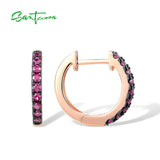 925 Silver Hoop Earrings CZ Spinel Wedding Jewelry