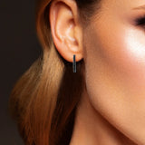 925 Silver Hoop Earrings CZ Spinel Wedding Jewelry