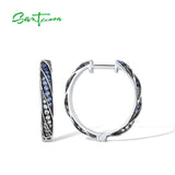 925 Silver Hoop Earrings Gradient Green/Blue/Red Stones