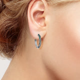 925 Silver Hoop Earrings Gradient Green/Blue/Red Stones