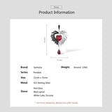 925 Silver Pendant Red Heart & Wing Red Spinel CZ Jewelry