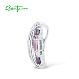 925 Silver Pink Amethyst CZ Pendant Women Party Jewelry