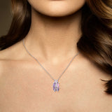 925 Silver Pink Amethyst CZ Pendant Women Party Jewelry