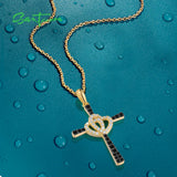 925 Silver Pendant Vintage Cross Love Heart Spinel CZ Jewelry
