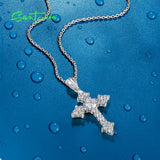 925 Sterling Silver CZ Cross Pendant Women's Fine Jewelry